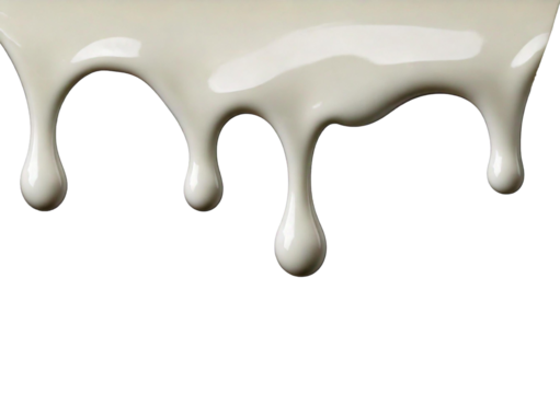 Milk or cream dripping isolated on a transparent or white background