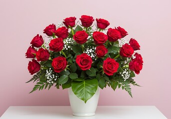 Elegant Rose Bouquet in White Vase Perfect for Anniversary Celebrations