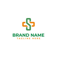 Healthcare logo design template, medical letter S cross logo