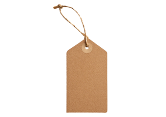 Brown kraft paper tag isolated on transparent or white background