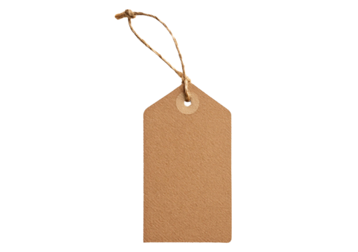 Brown kraft paper tag isolated on transparent or white background