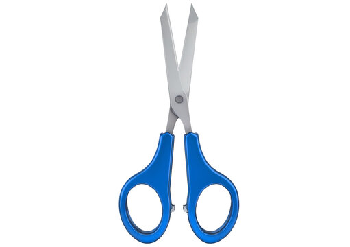 Blue scissors isolated on transparent or white background