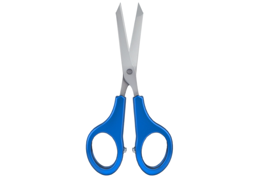 Blue scissors isolated on transparent or white background