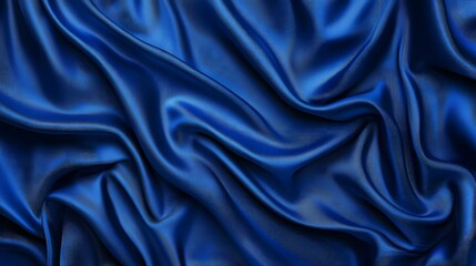 Obraz premium Luxurious indigo blue fabric with a soft silky texture and a gracefully flowing abstract pattern of curves and folds