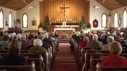 Attendees Gathered for a Serene Church Service Celebration