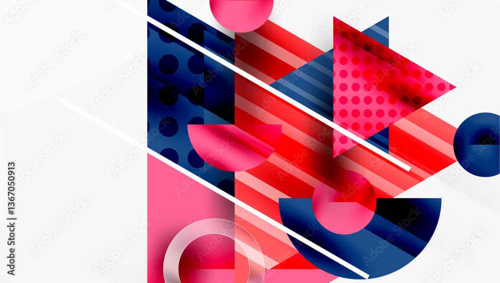 Fototapete Modern Abstract Design with Overlapping Transparent Triangles and Circles