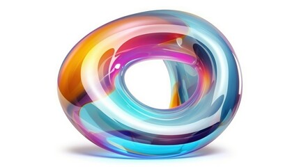 Vibrant Abstract Torus A Dynamic Blend of Colors and Geometry isolated on white background