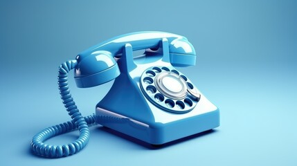 Retro Blue Rotary Dial Telephone A Nostalgic Communication Icon isolated on beautiful background