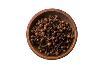 Dried Cloves in Wooden Bowl Spice Aromatic Flavor