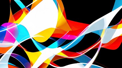 Obraz premium Vibrant Abstract Waves: Colorful Digital Art with Dynamic Shapes and Bold Lines for Modern Design and Creative Backgrounds