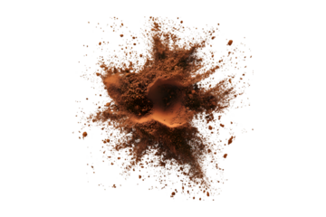 Cocoa powder explosion dark background brown tones