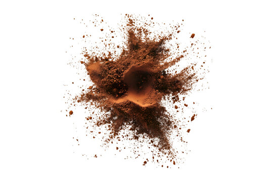Cocoa powder explosion dark background brown tones