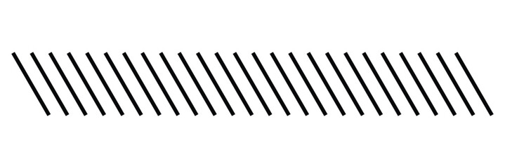 Slash line. Border with diagonal lines. Angle of tilt stripes. Black pattern of footer isolated vector on white&nbsp;background. EPS 10
