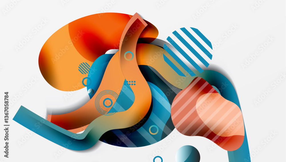 Aufkleber abstract background - lines circles and liquid shapes