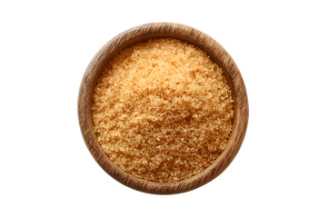 Brown Sugar in Wooden Bowl Black Background