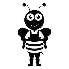 Mascot Bee Farmer Silhouette, Vector, Icon, Logo, White Background.