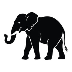 Obraz premium Mascot Carbon Footprint Elephant Silhouette, Vector, Icon, Logo, White Background.