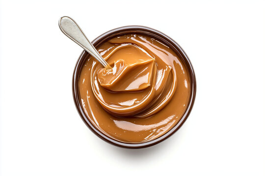 a bowl of chocolate sauce with a spoon