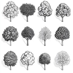 Collection of Hand-Drawn Tree Illustrations