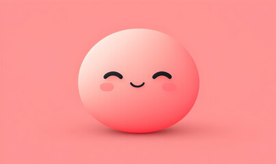 Happy Minimalist Round Character Illustration on Pink Background