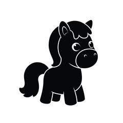 A black horse with a black tail and a black
