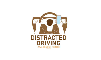 Distracted Driving Awareness Month. background, banner, card, poster, template, Vector, illustration.