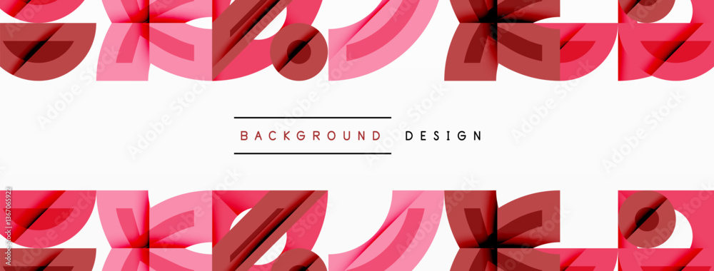 Wall mural abstract geometric background with shapes, featuring circular and rounded elements. bold contrast, s