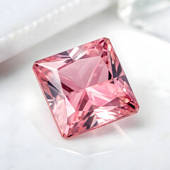 Pink Square Gemstone, Cut, Jewelry