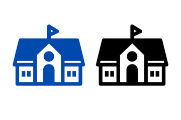 Schools icons on transparent background, modern schools on transparent background, blue icon of school on transparent background, school on transparent background, private school, school building 