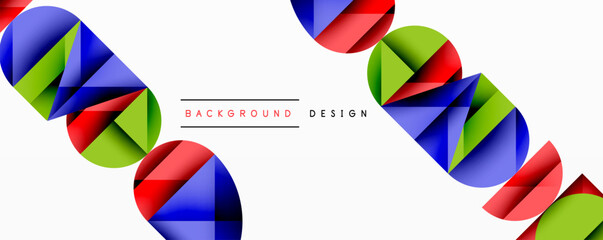 Abstract geometric pattern with intersecting circles and triangles in gradients. The high-contrast composition creates depth and a dynamic, modern aesthetic