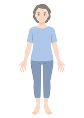 Fototapeta premium 中年女性の全身イラスト 前