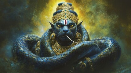 painting of vasuki the king of the nagas (serpents)