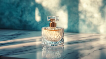 luxury perfume bottle with a transparent glass body