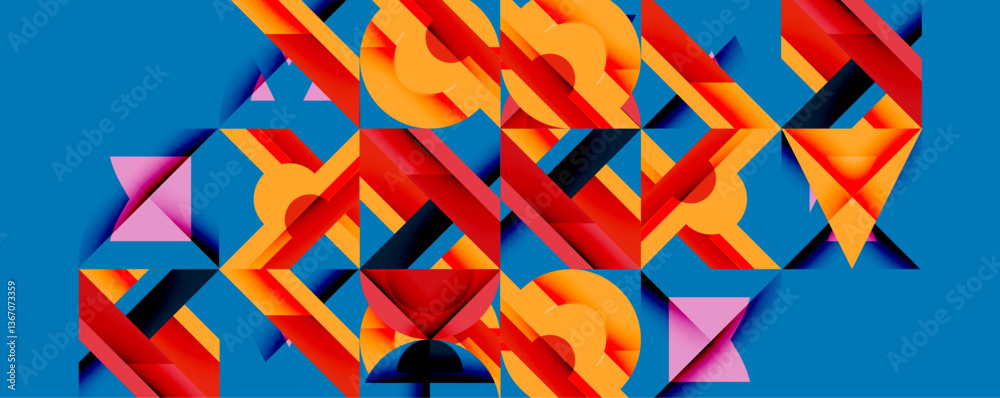 Poster Minimal geometric abstract background. Circle square and triangle design