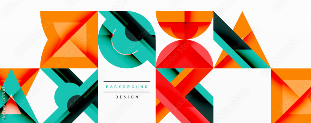 Poster Minimal geometric abstract background. Circle square and triangle design