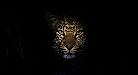 Obraz premium Nocturnal Leopard: A Majestic Portrait in the Dark
