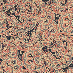 seamless paisley pattern on grey background