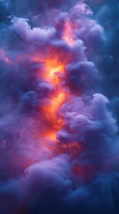 Cosmic Swirls of Purple, Blue, and Orange Clouds