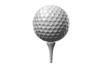 A Perfectly Positioned Golf Ball Ready for the Tee isolated on transparent background 