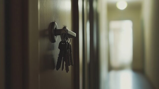 a key holder is hanging into almira