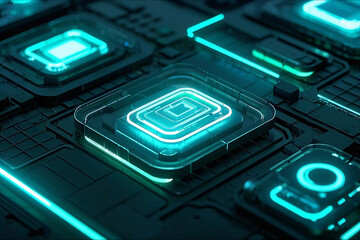 Fototapeta premium electronic circuit board with processor