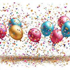 party balloons and confetti