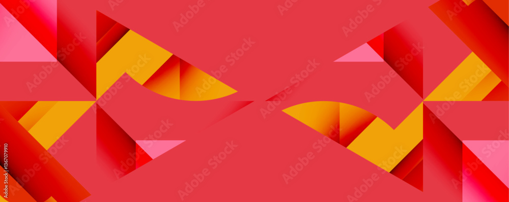 Aufkleber Abstract geometric composition with interlocking circular and angular shapes, featuring smooth gradients and sharp contrasts on a white background