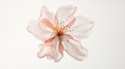Fototapeta premium delicate cherry blossom flower with soft pink petals on white background