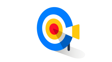 A colorful icon with a blue circle and a red center dot