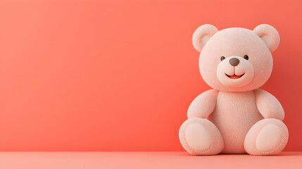 Fototapeta premium Cute and Cuddly Cartoon Teddy Bear Sitting Against Soft Background
