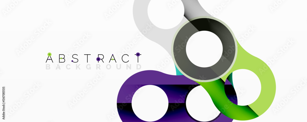 Poster Abstract composition with intertwined circular and tubular forms creating fluid structure with gradients, depth, and sharp contrasts
