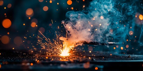 sparks and smoke in the dark