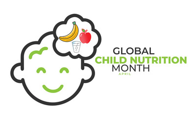 Global Child Nutrition Month. background, banner, card, poster, template, Vector, illustration.