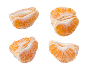 Fresh and juicy peeled tangerine isolated on transparent background